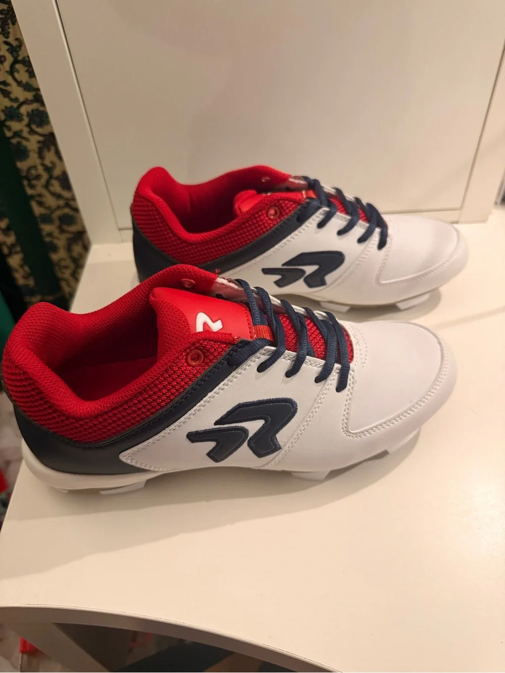 Women’s Red, White, and Blue Ringor Plastic Softball Cleats